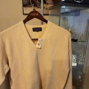 Brooks Brothers V-Neck Cream Sweater